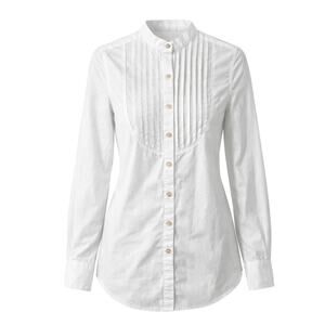 Aerie Women’s White Pleated Blouse XXS Button Front Lightweight Flowy Chic
